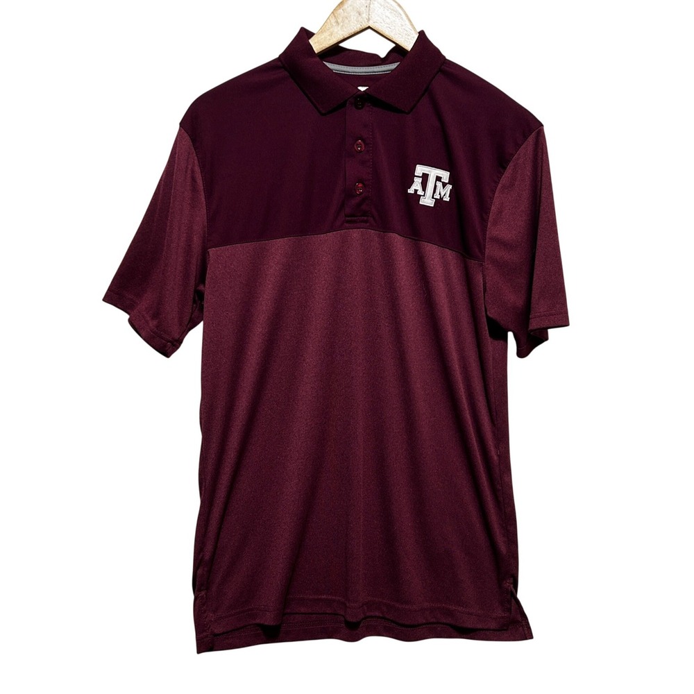 Texas A&M Logo Colosseum Mens Gameday Collegiate Polo Shirt M Maroon Preppy